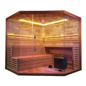 Smartmak Finnish Luxury Big 4 - 6 Person Solid Wood Wet Dry Steam Sauna Room
