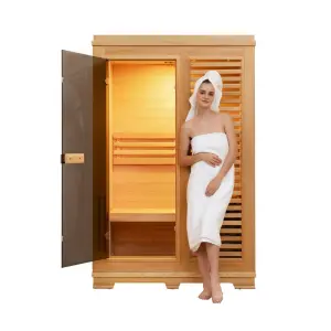Prefab Sauna Cabin Wooden Personal Traditional Steam Indoor Sauna Room for 2 Peson