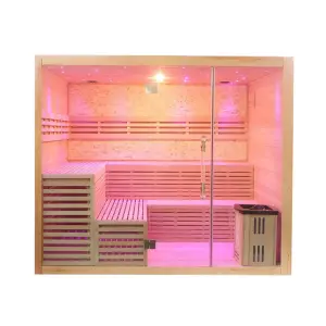Smartmak Big Size Luxury Rock Salt Wood Steam Sauna Room,Led Star Lights Sauna Equipment