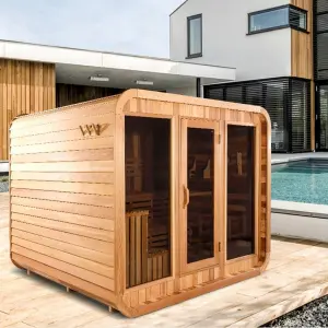 Home Garden Use 8 Person Traditional Steam Outdoor Cube Sauna Room with Clear Glass