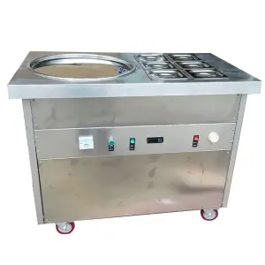 Commercial Thailand Single Flat Pan Roll Fry Ice Cream Stainless Steel Fried Ice Cream Roll Machine