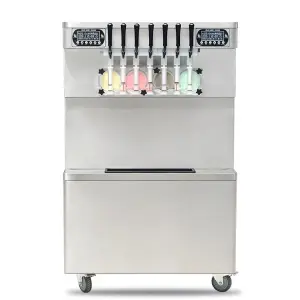 Commercial Automatic Ice Cream Maker with Pre-cooling Seven Flavors 4 Cylinders Large Capacity Soft Ice Cream Machine