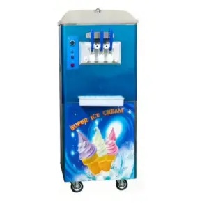 Commercial Floor Standing 3 Flavor Soft Serve Machine - High Capacity Commercial Ice Cream Maker with Wheels