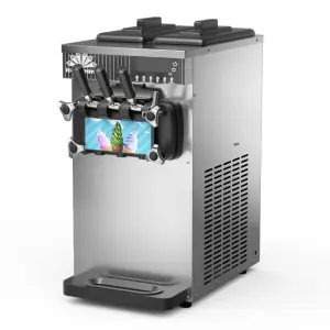 Commercial 3 Flavors Soft Serve Ice Cream Machine Countertop Stainless Steel Ice Cream Maker