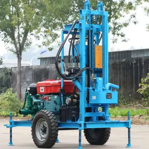 Wheeled Diesel Hydraulic Water Well Drilling Rig for 120m Deep Civil and Industrial Ground Source Heat Pump Borehole Drill Rig