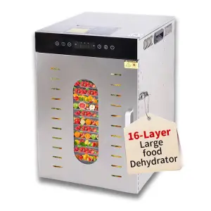 KR 16 Trays Electric Stainless Steel Industrial Food Dehydrator Machine Fruit Meat Vegetable Dryer Household Jerky Drying Oven