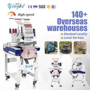 Yinghe New Automatic 12-Needle Single Head Computerized Embroidery Machine with 1200 RPM Motor for Apparel