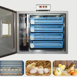 Hot Selling New Hongzhou Bird Duck Turkey Chicken Egg Incubator Hatcher Fully Automatic 300 Eggs Capacity Stainless Steel 95-98%