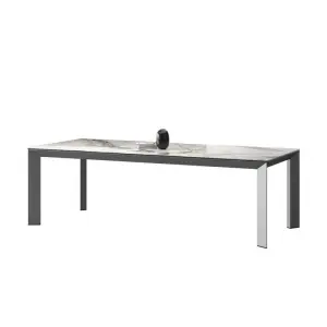 Luxury Rectangular Dining Table Set with 10 Chairs Modern Dining Table Sturdy Metal and Marble Panel Home Furniture