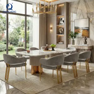 Factory Price New Design Italian Luxury SS Dining Table Set Furniture Home Manufacturer Hotel Project Event Dinning Table