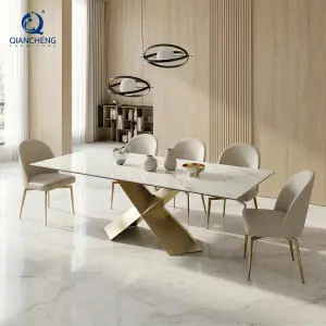 High Quality Dining Table Mesas De Comedor Modern Luxury Kitchen Table Nordic Rectangular Sintered Stone Table Dining Set