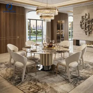 Commercial Hotel High End Luxury Restaurant Table Furniture Supplies Customized Project Modern Elegant Design Dining Table Set