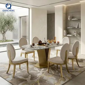 High Quality Luxury Classic 8 Seater Italian Marble Dining Table with Stainless Steel Base Buy Furniture Online China