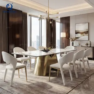 Big Modern Complete Dinning Room Furniture Marble Diner Tables Set Nordic Modern Dining Table and Chair Combination