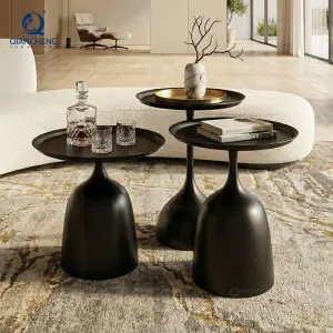 Industrial Chic Modular Black Sand Iron Coffee Table Geometric Interlocking Metal Center Table for Modern Living Room Factory