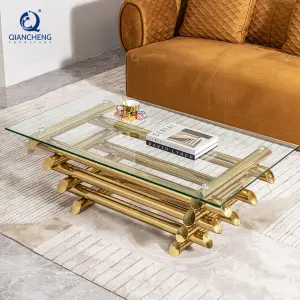 Italian Designer Elephant Glass Coffee Table China Top 10 Furniture Brand Laser Cutting Steel Luxury Home Gold Side Coffee Table