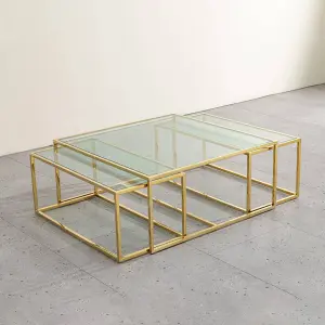 Custom Living Room Ss Furniture Beautiful Gold Frame Modern Side Glass Mirror Coffee Table