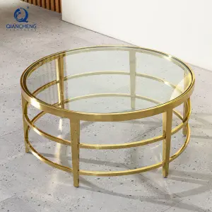 QIANCHENG Modern Design New Center Table Furniture Wholesale Dubai Popular Glass Coffee Table with Storage Modern Living Room