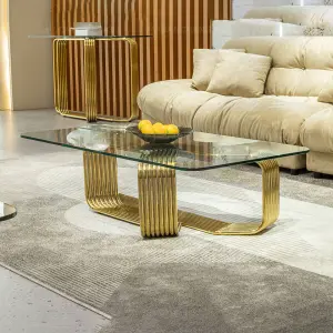 Clear Glass Top Stainless Steel Modern Coffee Table Foshan