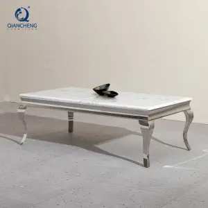 White Marble Silver Ss Furniture Custom Design Modern Cabinet Coffee Table
