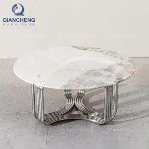 QIANCHENG Ss Home Furniture Supplier Modern Large Italian Marble Coffee Tables 2026 Design Living Room Center Table