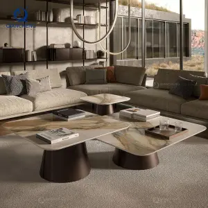 Living Room Sintered Stone Sofa Coffee Table Set Fashion Design Luxury Furniture Metal Grey Center Table