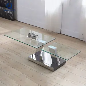 QIANCHENG Luxury Home Furniture Supplier Mirror Furniture Turkish Living Room Center Glitter Silver Glass Coffee Table