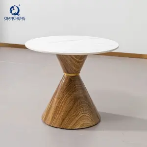 QIANCHENG China Manufacturer High Quality Round Coffee Table Living Room Furniture Modern Metal Marble Slate Top Tea Table