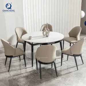 Italian Design Dining Table Oblong Extending to Round Modern Kitchen Island with Extendable Dining Table for 6 or 8 People