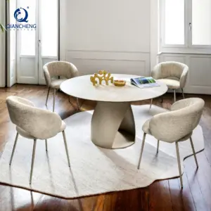 Round butterfly Leaf Extendable Dining Table Multifunctional Modern Furniture for Luxury Dinning Table for 4 6 8 12 Chairs Set
