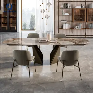 Extendable Dinning Table Modern Design Dining Room Furniture Restaurant Hotel Luxury Ceramic Marble Dining Table