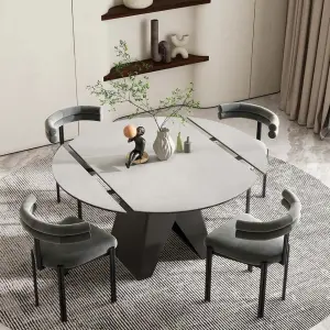 Folded Extendable Oval Dining Table With 8 Chair Outdoor Large Stainless Steel Metal Folding Restaurant Table Round