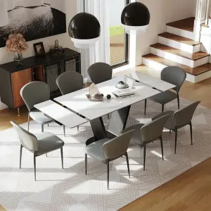 Italian Sintered Stone Top Modern Dining Room Furniture Extendable Dining Table Tavolo Da Pranzo Allungabile Effetto Marmo
