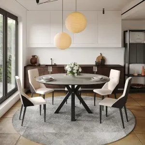 Customized Italy Furniture 4-6 Extending Dining Table Mesa De Comedor Extensible Redonda Tavolo Da Pranzo Rotondo Allungabile