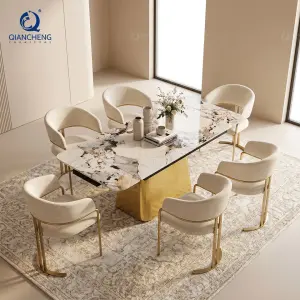 Factory European Elegant Sintered Stone Extendable Space Saving Dining Table 6 to 8 Seater for Home Restaurant Hotel Furniture