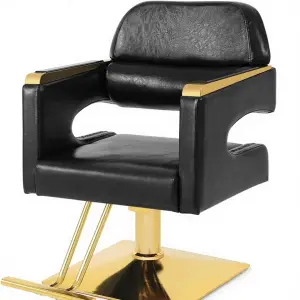 Barber Salon Chair Heavy Duty Hydraulic Pump 360 Degree Swivel PVC Leather Seat Max Load 330 Lbs Black Gold