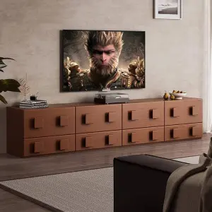 Solid Wood TV Cabinet for Living Room Floor-standing Carmen Style Simple TV Side Cabinet Modular Chinese Ancient Style