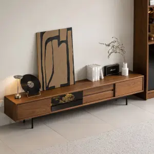 Vintage Solid Wood TV Cabinet Wall-Mounted Display Cabinet Living Room TV Storage Cabinet Simple Retro Floor Cabinet