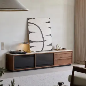 Nordic Solid Wood TV Cabinet Living Room North America Black Walnut Small Apartment Floor Rock Board Locker