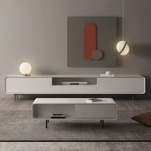 Nordic Italian Style Light Luxury TV Cabinet and Coffee Table Set Modern Minimalist Small Apartment Living Room TV Cabinet