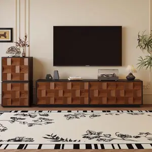 Mid-century TV Cabinet for Living Room, Home Use, French-style Vintage Solid Wood Floor-standing Small-sized Living Room