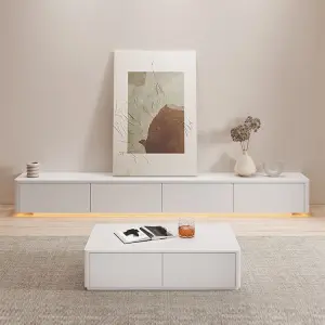 Factory Direct Simple Modern Solid Wood TV Cabinet High Floor Cabinet White Living Room Home TV Cabinet Coffee Table