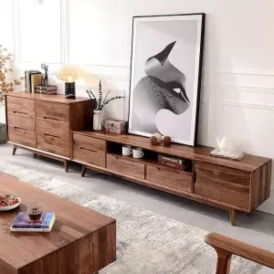 Nordic Modern Simple Storage TV Cabinet North American Black Walnut Small-Sized Floor Cabinet for Bedroom Living Room