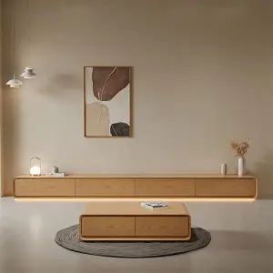 2025 New Design Living Room Furniture Gray Wall-Mounted TV Stand and Coffee Table Factory Direct Sale