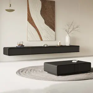 Black TV Cabinet Coffee Table Set Nordic Solid Wood Living Room Home Modern J Simple 2025 New Small Apartment