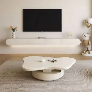 Creamy Style Floating Wall-mounted TV Cabinet 2025 Wall-mounted Cabinet Suspended TV