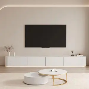 Television cabinet with LED lights, modern and simple coffee table set for living room, solid wood television stand