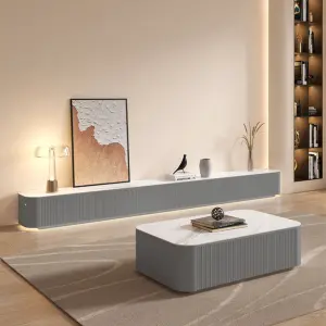 New French Minimalist Nordic Style Combination Set Furniture for Large and Small Living Rooms Cream Style Coffee Table TVCabinet