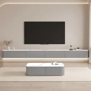 Solid Wood Rock Slab Suspended TV Cabinet Simple Solid Color Wall-Mounted Living Room Home Small Apartment Floating TV Cabinet