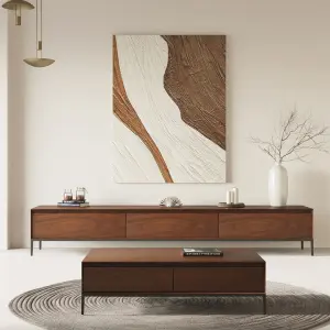 Simple Modern TV Cabinet Coffee Table Set Nordic Living Room Walnut Color Home Use Large and Small Sizes Slate TV Cabinet